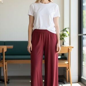 Calvin Klein Burgundy Wide-Leg Pants